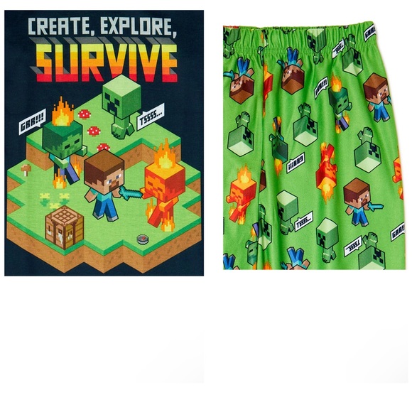 Minecraft Boys Long Sleeve Pajamas Set 2 piece size 4/5 New ✨ - Picture 9 of 9